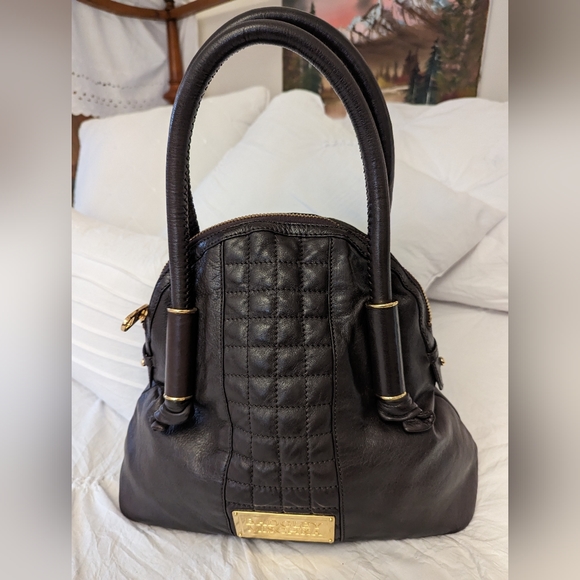 Badgley Mischka Handbags - EUC BADGLEY MISCHKA BROWN LEATHER HOBO HANDBAG